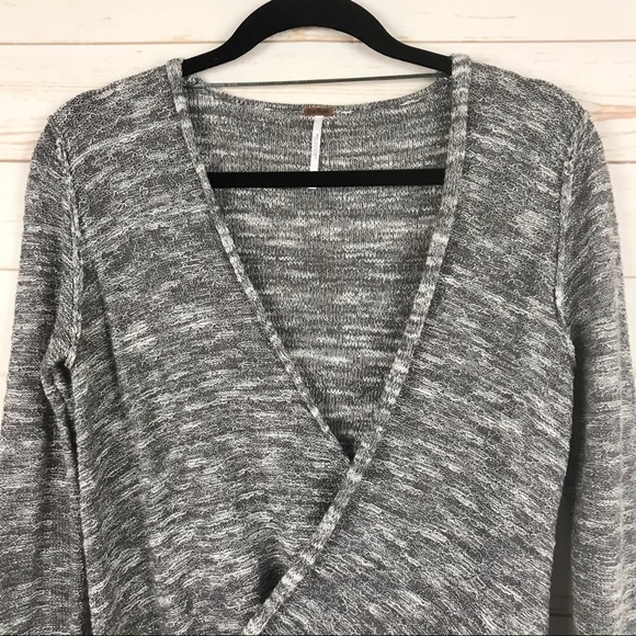 Free People Gotham Faux Wrap Surplice Gray Sweater - Picture 6 of 11